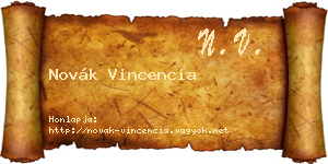 Novák Vincencia névjegykártya